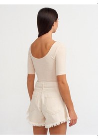 Resim Dilvin Kısa Kollu Bodysuit Bej Melanj Bej 