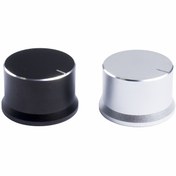 Resim 1 adet 32x22mm Alüminyum Alaşımlı Döner Potansiyometre Kolu - Siyah & Beyaz, Dayanıklı Endüstriyel Kontrol Kolu Elektronik Cihazlar için, Ayarlanabilir Ses Kontrolü, Şık Tasarım, Metalik Kaplama 