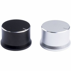 Resim 1 adet 32x22mm Alüminyum Alaşımlı Döner Potansiyometre Kolu - Siyah & Beyaz, Dayanıklı Endüstriyel Kontrol Kolu Elektronik Cihazlar için, Ayarlanabilir Ses Kontrolü, Şık Tasarım, Metalik Kaplama 