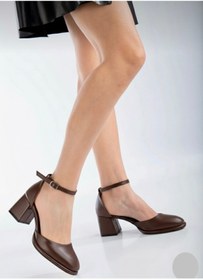 Resim İZCE MODA Kadın topuklu platformlu acı kahve karnıyarık 