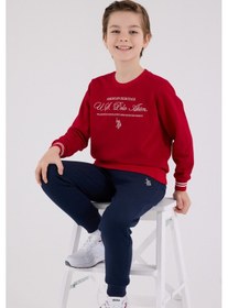 Resim U.S. Polo Assn. Lisanslı Erkek Çocuk Alt Üst 2 Parça Eşofman Takımı Us2225 Kırmızı 