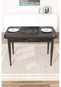 Resim Canisa Concept Arp Serisi 70x110 Sabit Mutfak Masası Takımı Siyah Mermer Desen Masa 4 Cappucino Sandalye Masa Siyah/ Sandalyeler Cappuccıno 