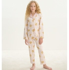 Resim Zeyzey 8758 Kız Çocuk Önden Düğmeli Uzun Kol Pijama Takım Pembe 