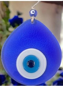 Resim Mavi Nazar Boncuklu Şeffaf Mavi Renk Nazar Boncuklu Duvar Süsü 