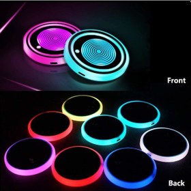Resim Lemestar Araba Işıklı Bardak Altlığı, 7 Renk Led, Işık Ve Titreşim Sensörü, 2 Adet, 15 Gün Kullanim Süresi, Usb Şarjlı 