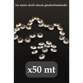 Resim Normadia 50 Metre Kristal Octagon Dizili Avize Taşı, 14 Mm, Gold Halkalı 