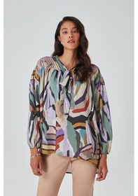 Resim Mizalle Renkli Zebra Tunik Çok Renkli 