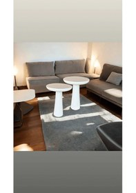 Resim Wood Wooden Ahşap 2 Li Set Fitilli Mantar Beyaz Yan Sehpa Modern Fiskos / Çiçeklik Beyaz 