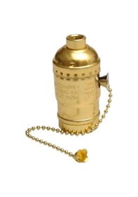 Resim Nostalji Aydınlatma Zincir Ipli Sarı Metal Duy, E27 Duy Rustic Ampul Abajur Lambader Için 