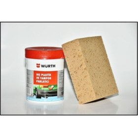 Resim Würth Dış Plastik Tampon Parlatıcı 1000 Ml. + Oto Yıkama Süngeri Çok Amaçlı Tampon Plastik Par 