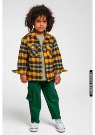 Resim Xo Kids Astarlı Düğmeli Cepli Ekose Desenli Erkek Çocuk Oduncu Gömlek 23141 Hardal 