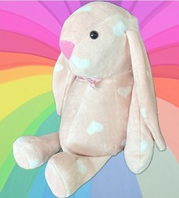 Resim Uyku Arkadaşım Papyonlu Uzun Kulak Bunny Peluş Tavşan Kalpli 