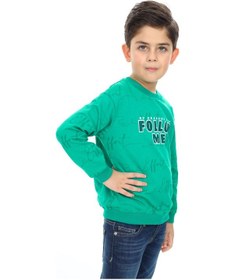 Resim Toontoy Kids Toontoy Erkek Çocuk Relax Fit Bisiklet Yaka Düşük Omuz Baskılı Sweatshirt - 2 İplik Koyu Yeşil 