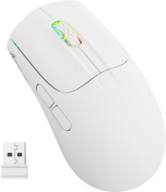Resim ATTACK SHARK X5 Ultra Hafif Kablosuz Oyun Faresi 49g,Üç Modlu-USB C Kablolu/2.4G/BT5.0,PAW3312 PixArt Optik Sensör,4000DPI'ye kadar,Ofis/Oyun için Uzun Pil Ömrü ile RGB Arkadan Aydınlatmalı-Beyaz 
