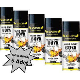Resim solon 5 Adet Gümüş (Gri) Isıya Dayanıklı Yaldız Sprey Boya 400 Ml. 