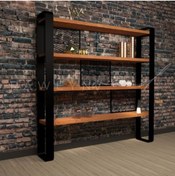 Resim deryawood Raweyn Masif Ahşap Ofis Kitaplık 100*30*180 Cm 