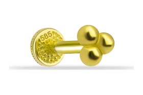 Resim Cherry By Özkonak Üçlü Top Model Tragus Piercing Sarı 