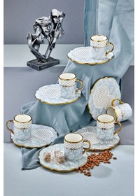 Resim Carmen 6 Kişilik Porselen Desenli Çay Fincan Takımı - Mavi 