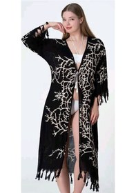 Resim Sunsurf Tokat Taş Baskı Kaftan Pareo Siyah 