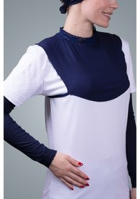 Resim Hürrem Bone Lacivert Tesettür Boyunluk Viskon Kumaş Yaka Dantelli 1004_02 Lacivert 