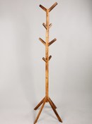 Resim TALASCH Ahşap Ayaklı Askılık 8 Askılı 180 Cm Modern Elbise Askısı Portmanto Ceviz Naturel 