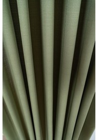 Resim Doğal Dokulu Keten Görünümlü Dekoratif Pilesiz Fon Perde Salon Yatak Odası Açık Yeşil 