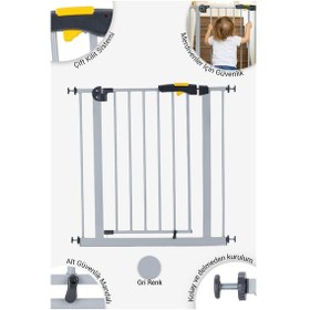 Resim Wellgro Pro 75-80 Cm Çocuk Merdiven Ve Güvenlik Kapısı, Merdiven Korkuluğu, Gri 