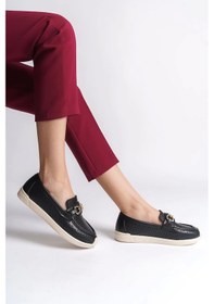 Resim Layla Bağcıksız Ortopedik Rahat Taban Kalp Desenli Kadın Babet Ayakkabı Kt - Siyah Siyah 