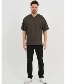 Resim Alexander Gardi Alexandergardı V Yaka Oversize T-shirt E24-742a Haki 