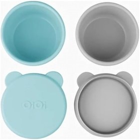 Resim Oioi Silikon Kapaklı Mini Bites Kase 2'li Aqua Green/grey Yeşil 