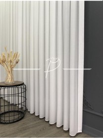 Resim Tül Perde Lüx Krep Tül Ultra Dökümlü Kırık Beyaz 