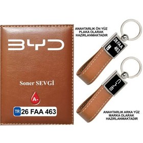 Resim Plakanıza Özel Byd Logolu Taba Ruhsat Kabı Ve Anahtarlık 