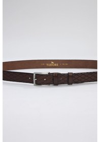 Resim Tudors Erkek %100 Hakiki Deri 3,5 Cm Desenli Klasik Taba Kemer -31578-taba 