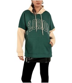 Resim Kadın Sweatshirt Kapüşonlu Baskılı Üç İplik Şardonlu 
