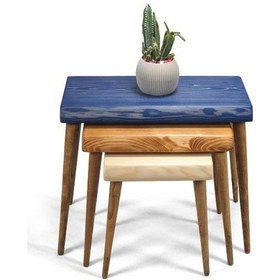 Resim Doğal Ağaç Masif Kütük 3’Lü Zigon Sehpa (538148891) 