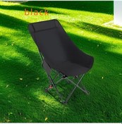 Resim Fochsia Siyah Katlanır Ayaklı Kamp Sandalyesi - 3 Seviye Yükseklik Ayarı, Plaj Ve Balıkçılık Siyah 