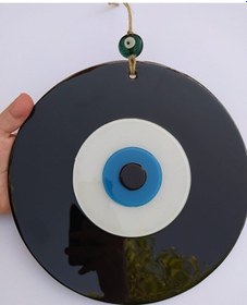 Resim Siyah El Yapımı Büyük Cam Nazar Boncuğu 25 Cm 