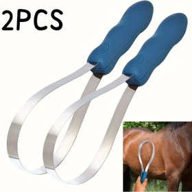 Resim 2 adet Paslanmaz Çelik Dişli At Bakım Fırçaları - Dayanıklı Ergonomik Tasarım, Hassas Işık Bej'i Nazik, Temizlik ve Bakım İçin İdeal, At Aksesuarları, Şık Metalik Kaplama, Yüksek Kaliteli El Sanatları 