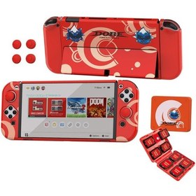 Resim Switch Oled 3in1 Standlı Rnkli Kılıf Analog Yükseltici Ve Koruyucu Kart Kutusu Kırmızı 