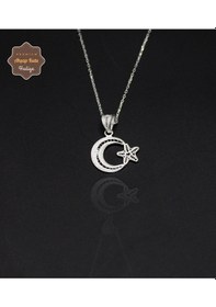 Resim Ay Yıldız Küçük Boy Model 925 Ayar Saf Gümüş Telkari Kadın Kolye 201024655 Gümüş 
