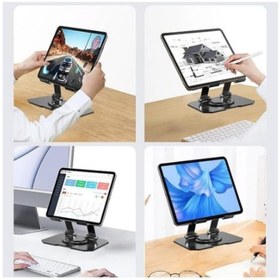Resim 60 Derece Dönebilen Katlanabilir Metal Tablet-telefon Tutucu 