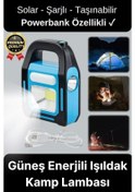 Resim Çok Amaçlı Güneş Enerjili Powerbank Usb Şarj Edilebilir Su Geçirmez Solar Işıldak Fener Kamp Lambası 