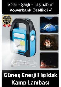 Resim Çok Amaçlı Güneş Enerjili Powerbank Usb Şarj Edilebilir Su Geçirmez Solar Işıldak Fener Kamp Lambası 