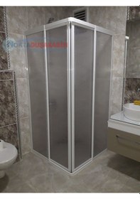 Resim Nokta Duşakabin 70 x 90 Kare Köşe Girişli Teknesiz Mika Duşakabin Şeffaf 