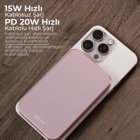 Resim Woyax Magsafe Powerbank 5000mAh Slim Hızlı Taşınabilir Batarya iPhone 11 12 13 14 15 16 17 Pro Max Samsung 