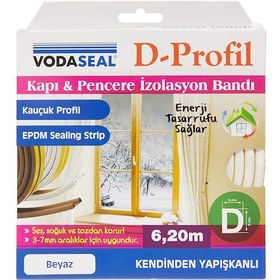 Resim Vodaseal Fitil Kapı Pencere Izalasyon D Profil Band Beyaz 6,20M 