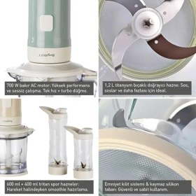 Resim Gem Retro 700 W Kişisel & Doğrayıcı – 1, 2 L Titanyum Bıçaklı Hazne, Bakır Ac Motor | Vanilya Krem 