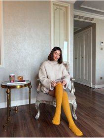 Resim LAGRANZE Cozy Line Premium Kadın Diz Üstü Jakarlı Çorap 