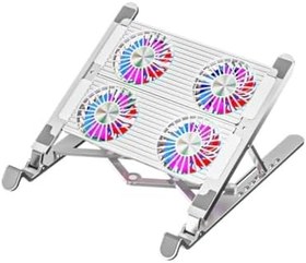 Resim Coofbe Led Işıklı Yükseklik Ayarlı Katlanabilir 4 Fanlı Notebook Laptop Soğutucu Turbo Fan Laptop Standı 