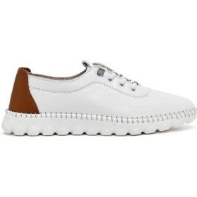 Resim Derimod Kadın Beyaz Bağcıklı Deri Sneaker 26PFD500418 